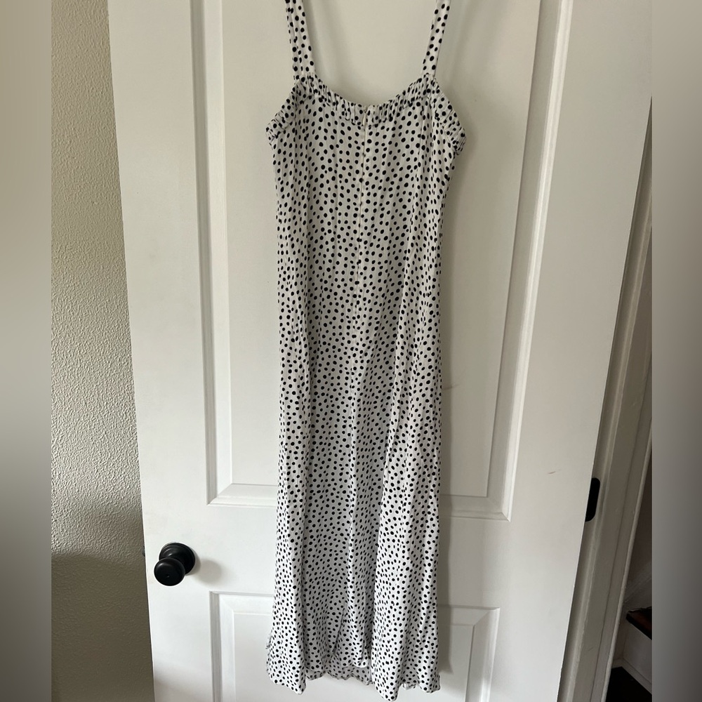 Zara white and polka dot midi dress